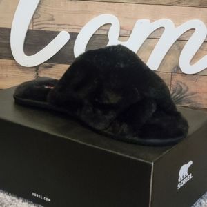 Sorel Go Mail Run Black Slippers Size 8